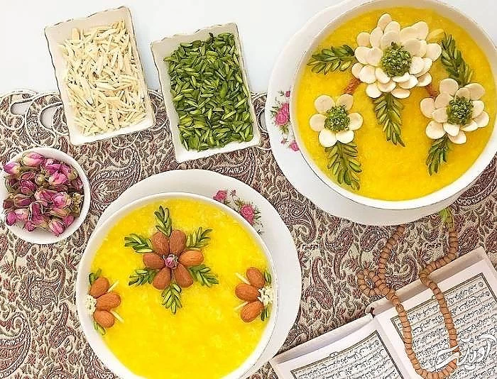 انواع تزیین شله زرد با خلال بادام تزیین شیک شله زرد